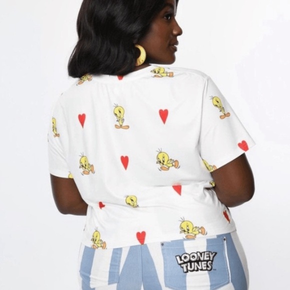 NWT Tweety Bird Fringe Crop Top T-Shirt - Picture 5 of 5